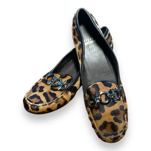 Stuart Weitzman Leopard Pony Hair Jewel Embellished Loafers | Size 11 $370 - Picture 1 of 7